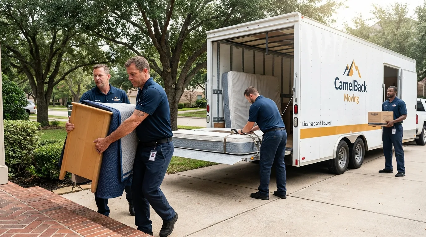Crew loading residential truck for cross-state move from Smithville, OH