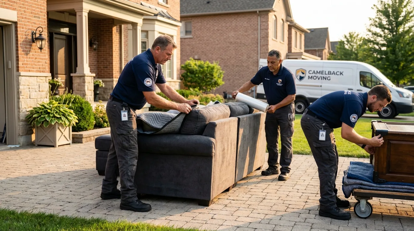 Large estate moving crew wrapping furniture in Smithville, OH